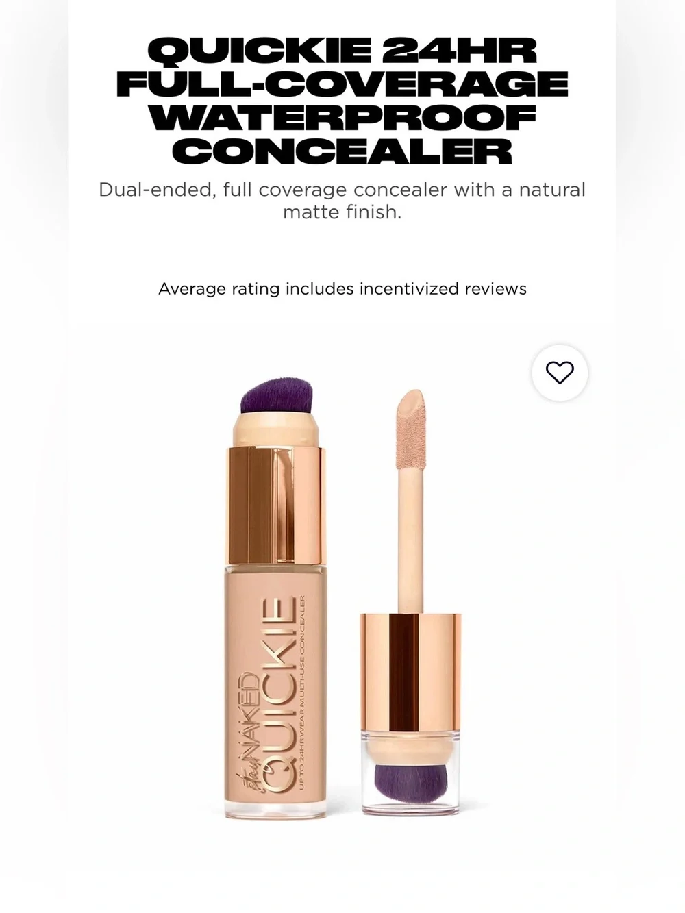 Urban Decay Quickie Concealer - Shade 40CP Brand New